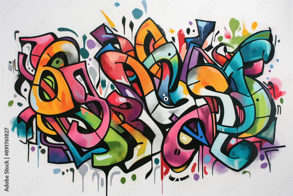 with silver marker pen on white paper, colourful and vibrant calligraphy style graffiti with silver marker pen on white paper, colourful and vibrant calligraphy style graffiti