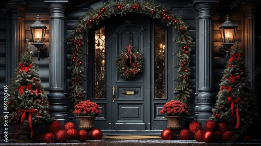 Fototapeta premium Home door decor for Christmas