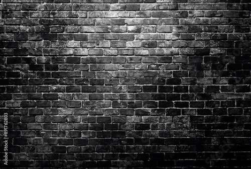 Dark Studio Room with Brick Wall and Concrete Floor Background