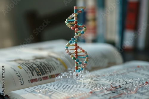 dna strand on white background photo