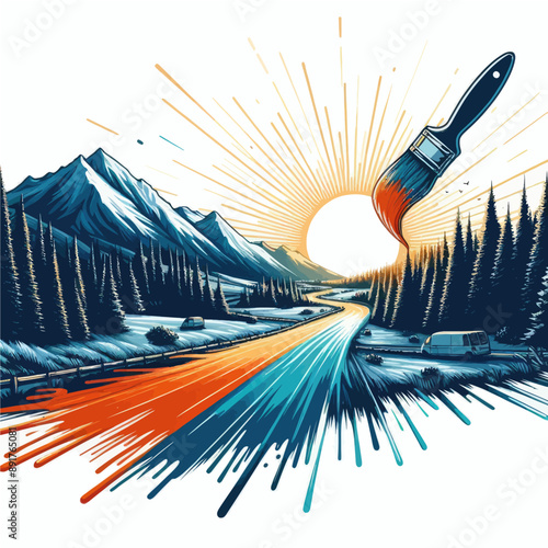 sunrise paint abstract vector 