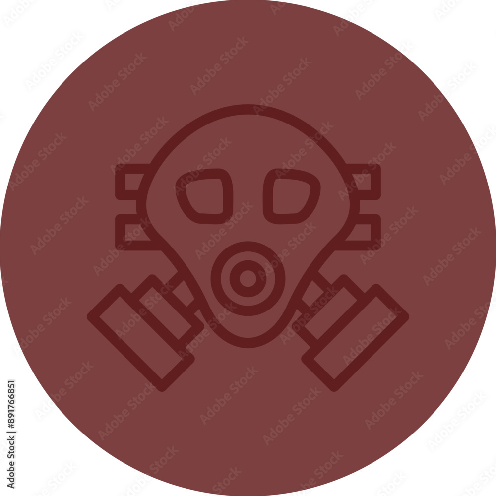 Obraz premium Gas Mask Vector Line Maroon Circle Maroon
