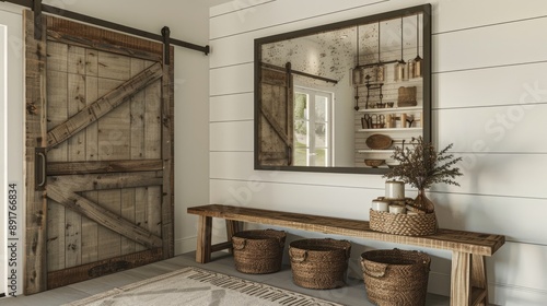 Wallpaper Mural An entryway with a modern farmhouse design Torontodigital.ca