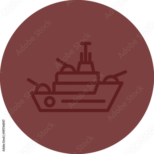 Warship Vector Line Maroon Circle Maroon