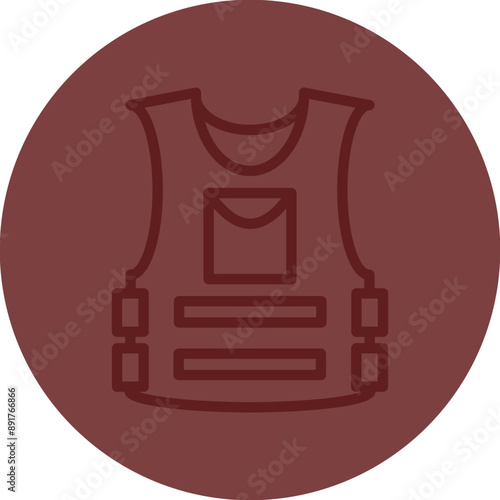 Bullet Proof Jacket Vector Line Maroon Circle Maroon