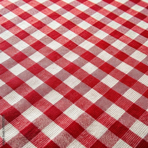 Red And White Gingham Tablecloth Texture. Generative AI