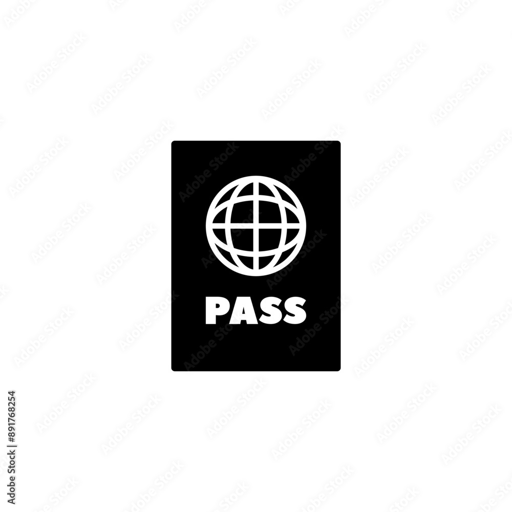 Black passport icon with globe, symbolizing travel and identity. Black passport icon with globe, symbolizing travel and identity.