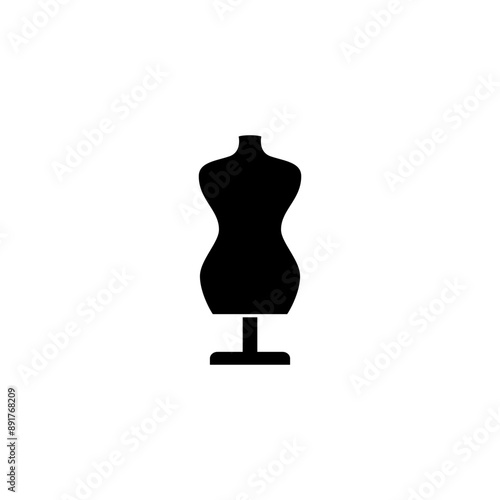 Elegant black silhouette of a dressmaker mannequin, perfect for fashion design and tailoring concepts.