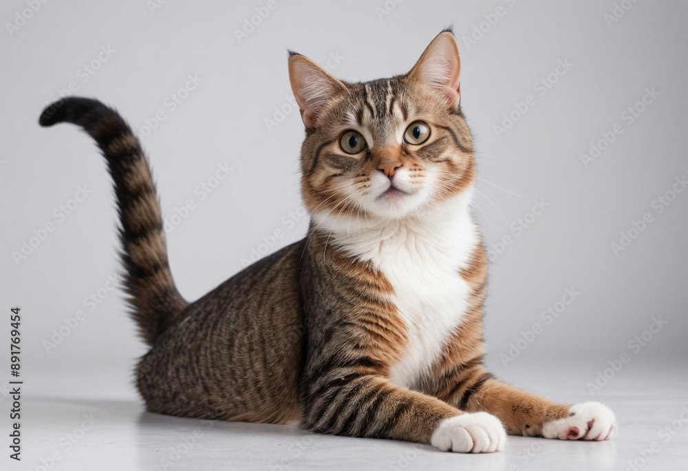 A cat stretching its back after a good grooming session. A cat stretching its back after a good grooming session.