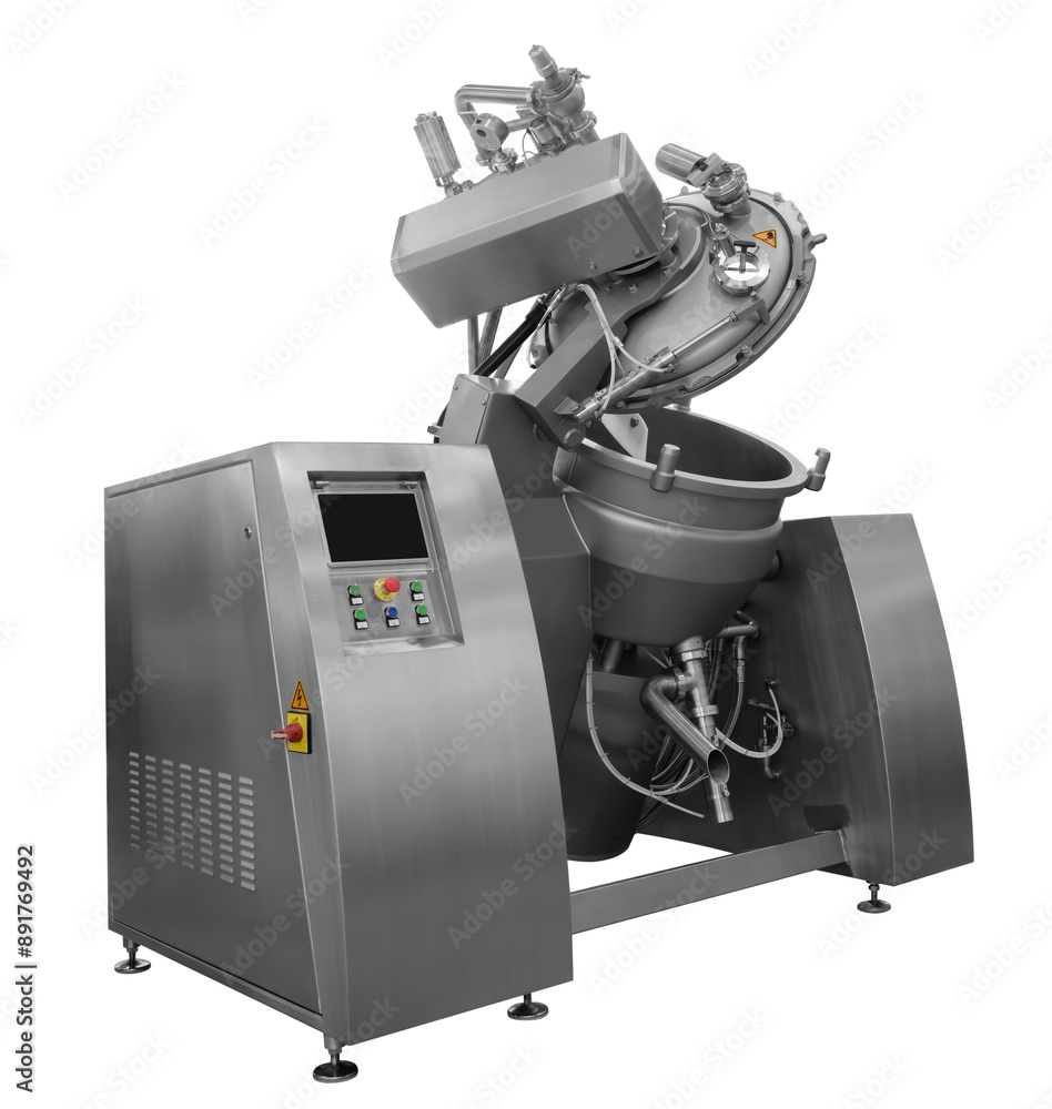 Modern, programmable industrial mixer for the production of meat products isolated on a white transparent background Modern, programmable industrial mixer for the production of meat products isolated on a white transparent background
