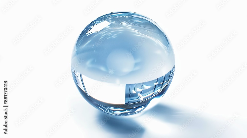 Clear Glass Sphere with Water Reflection Clear Glass Sphere with Water Reflection