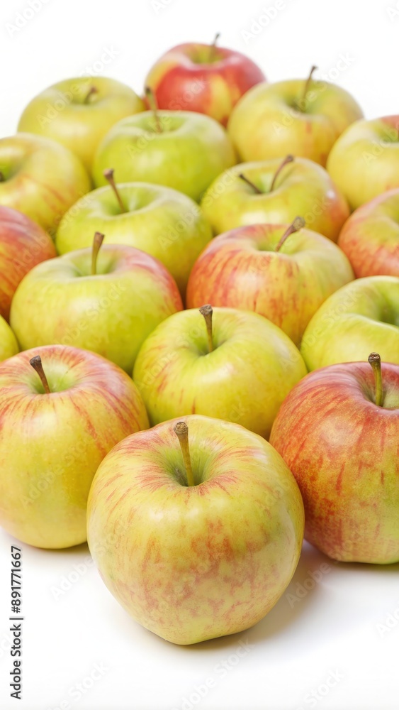 A Pile of Fresh, Green and Red Apples on a White Background. Generative AI A Pile of Fresh, Green and Red Apples on a White Background. Generative AI