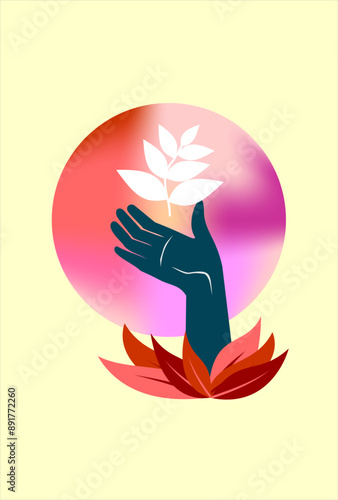 Icon of hand hold up a branch