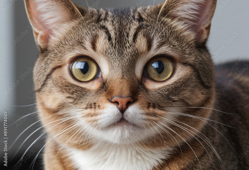 A cat with wide, curious eyes, looking at something interesting. A cat with wide, curious eyes, looking at something interesting.