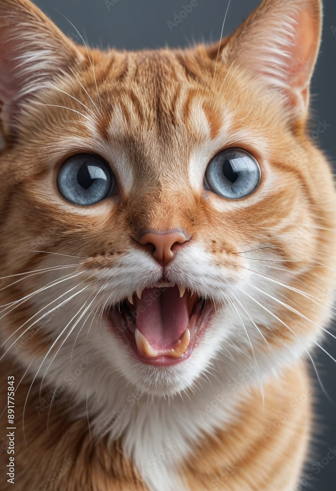 A cat looking surprised as a water droplet lands on its nose. A cat looking surprised as a water droplet lands on its nose.