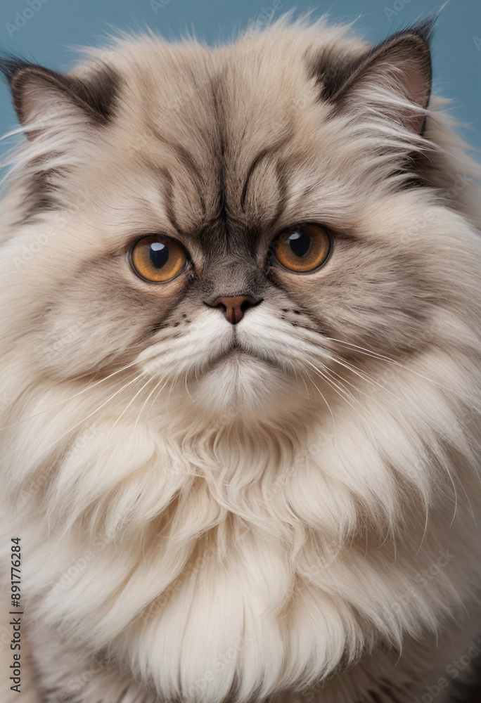 Fototapeta premium A fluffy Persian cat with a flattened face. 