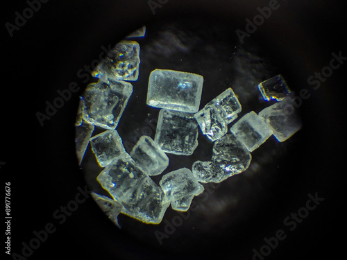 Canvastavla Sugar Crystals Geometric Structure Examined Under Microscope Panel