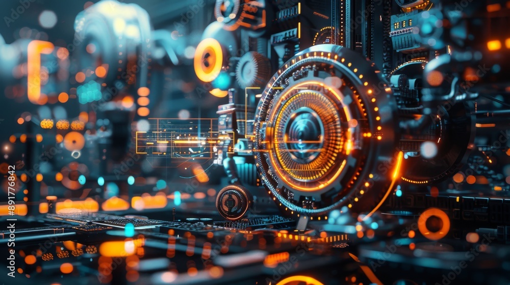 Abstract illustration representing technological advancement, innovation, connectivity, data processing, and future-oriented design. Abstract illustration representing technological advancement, innovation, connectivity, data processing, and future-oriented design.