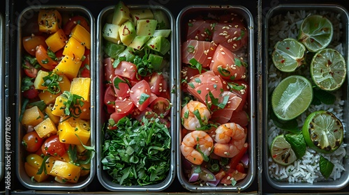 Wallpaper Mural Selection of foods in metal containers. Torontodigital.ca