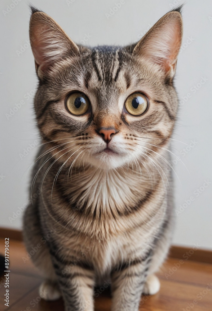 A cat with wide, curious eyes, looking at something interesting. A cat with wide, curious eyes, looking at something interesting.