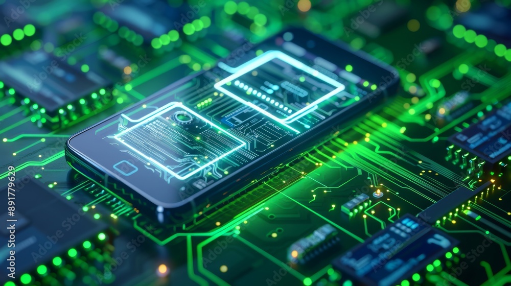 A close-up image of a smartphone resting on a circuit board, symbolizing technological advancement, innovation, connectivity, digital transformation, and the future of technology. A close-up image of a smartphone resting on a circuit board, symbolizing technological advancement, innovation, connectivity, digital transformation, and the future of technology.