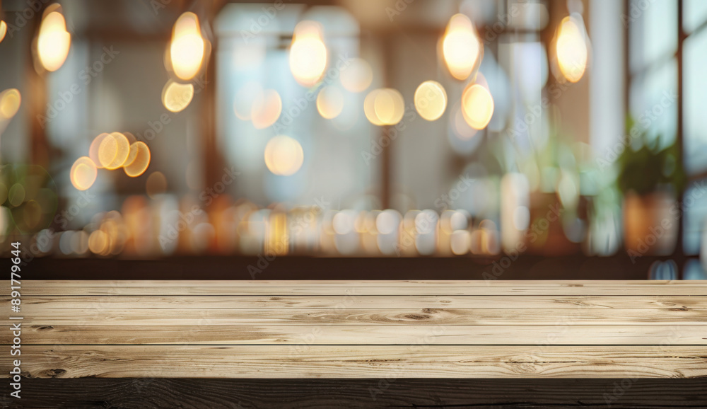 Empty rustic wood table and blurred soft light table in restaurant with bokeh background. product display template.Business presentation.
Empty rustic wood table and blurred soft light table in restaurant with bokeh background. product display template.Business presentation.