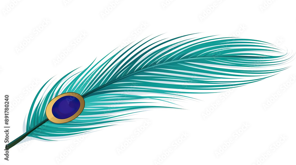 A single peacock feather on a background of pristine white A single peacock feather on a background of pristine white