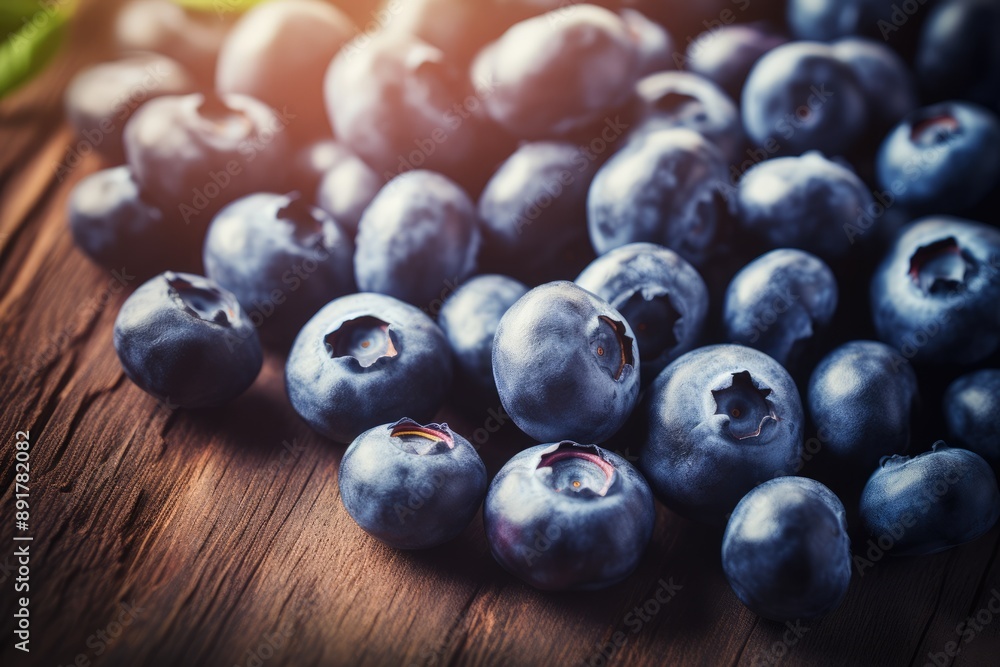 Fototapeta premium Top view of fresh blueberries