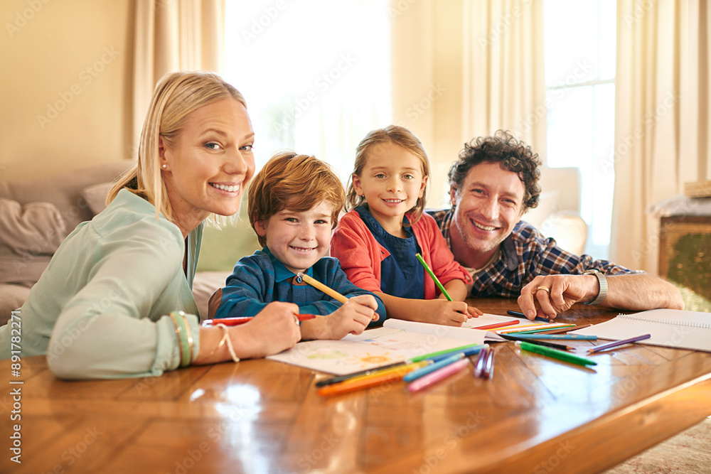 Were creating a masterpiece together. Portrait of a family drawing and colouring in pictures together at home. Were creating a masterpiece together. Portrait of a family drawing and colouring in pictures together at home.