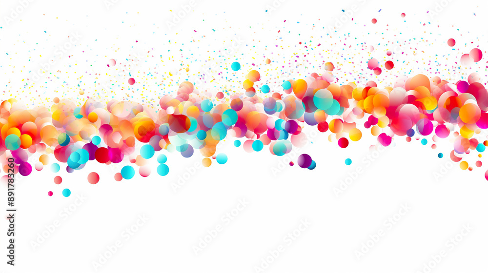 Digital particles with a rainbow of colors flowing on a background of pure white Digital particles with a rainbow of colors flowing on a background of pure white