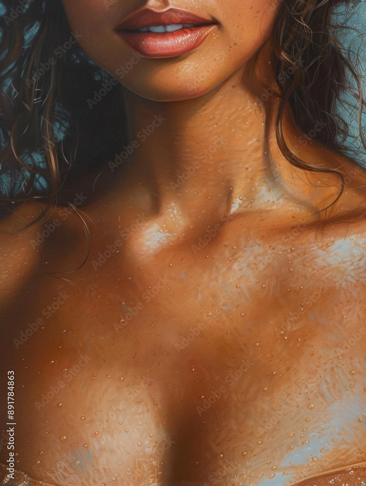 custom made wallpaper toronto digitalClose-up of a woman's body with water drops, showcasing her beauty and radiance.