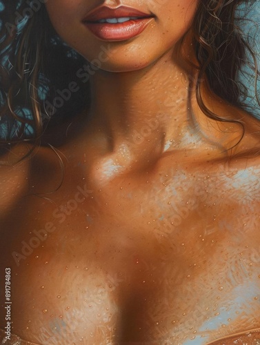 Wallpaper Mural Close-up of a woman's body with water drops, showcasing her beauty and radiance. Torontodigital.ca