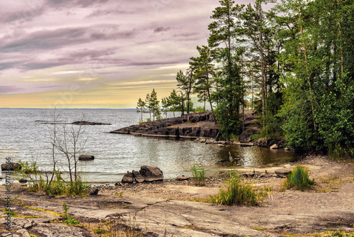 View of Lake Ladoga from the island of the Valaam archipelago photo