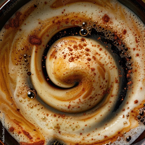 a coffee cup with swirls of liquid