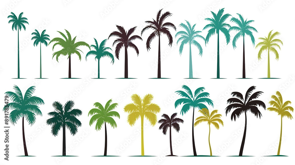 Palm tree silhouettes isolated on a white background Palm tree silhouettes isolated on a white background