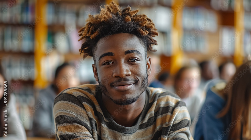 Portrait of group students African American guy talking in debate session in school, discussing topics, education. Portrait of group students African American guy talking in debate session in school, discussing topics, education.