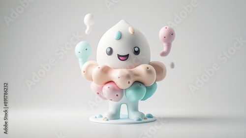 Adorable clay Bulbourethral gland full body pastels color 3D clay icon, Blender 3D, white background with subtle gradients, kawai photo