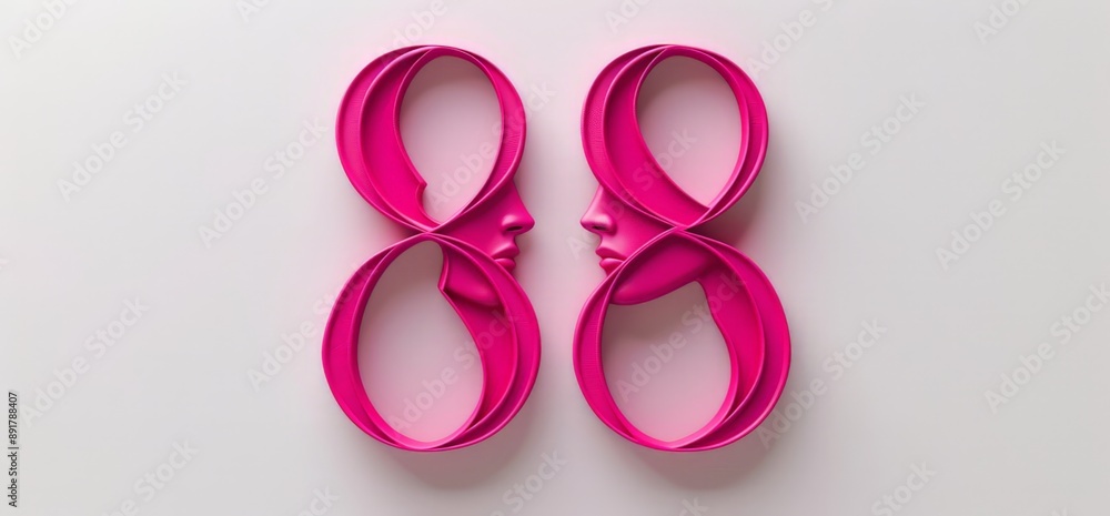 Two Intertwined Pink Abstract Sculptures Two Intertwined Pink Abstract Sculptures