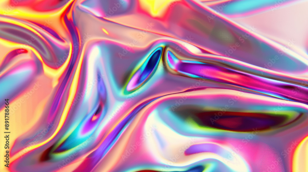 Fototapeta premium A high-saturation, colorful, laser-style abstract background featuring flowing wave patterns, creating a vibrant and dynamic visual effect