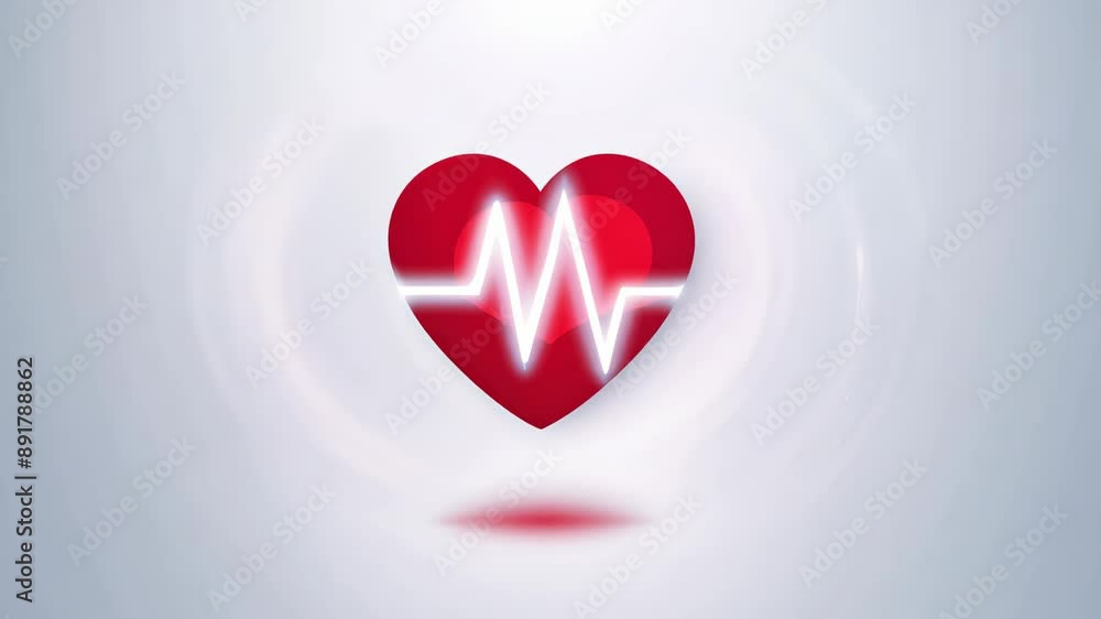 Red heart with a cardiogram line on a white background, symbolizing health and cardiac activity Red heart with a cardiogram line on a white background, symbolizing health and cardiac activity