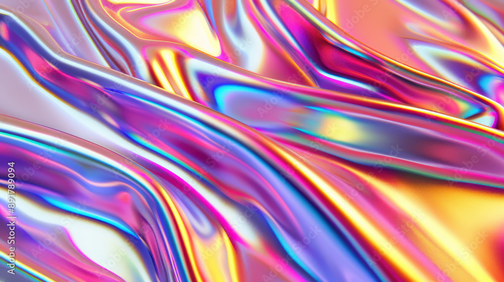 Fototapeta premium A high-saturation, colorful, laser-style abstract background featuring flowing wave patterns, creating a vibrant and dynamic visual effect