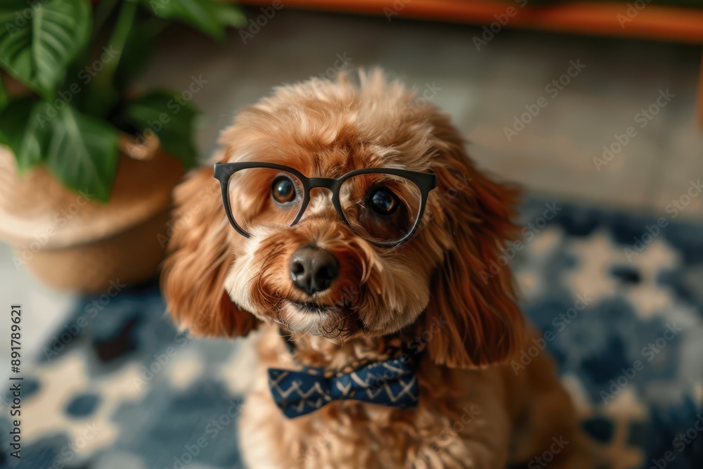 a dog wearing glasses and a bow tie a dog wearing glasses and a bow tie