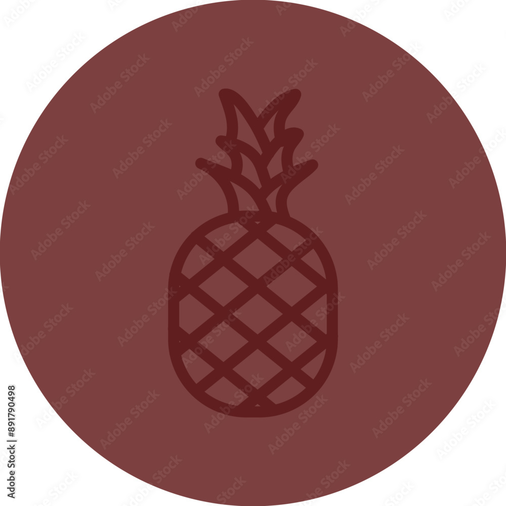 Pineapple Vector Line Maroon Circle Maroon Pineapple Vector Line Maroon Circle Maroon