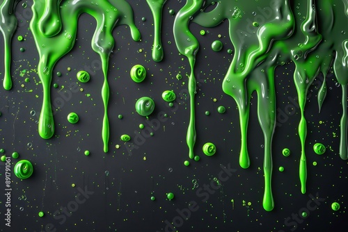 green liquid dripping on a black background photo