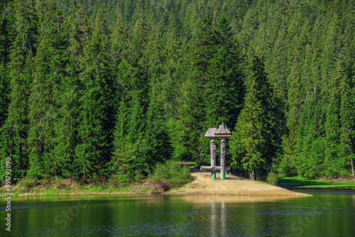 Synevir lake in the mountains. Transcarpathia, Western Ukraine. photo