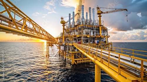 Offshore Oil Platform at Sunset