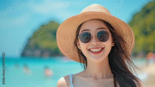 Smiling Woman on Beach