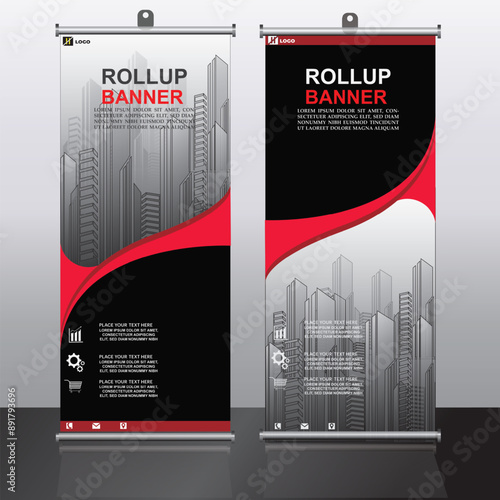 Professional roll-up banner with sleek design and vibrant colors. Perfect for exhibitions, conferences, and promotional events. High-quality and eye-catching.