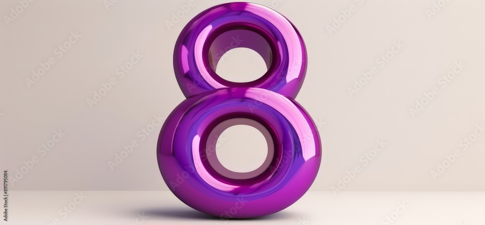 Shiny Purple 3D Sculpture of the Number 8 Shiny Purple 3D Sculpture of the Number 8