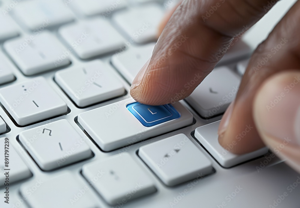 Hand Pressing Enter Key on Keyboard Hand Pressing Enter Key on Keyboard